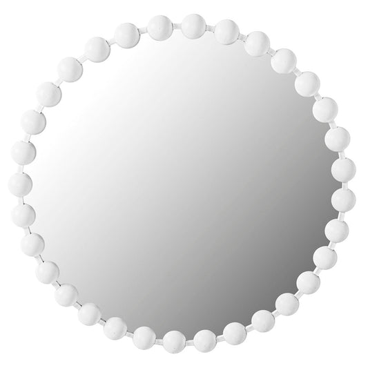 Marlowe - Beaded Round Wall Mirror - White Madison Park Signature