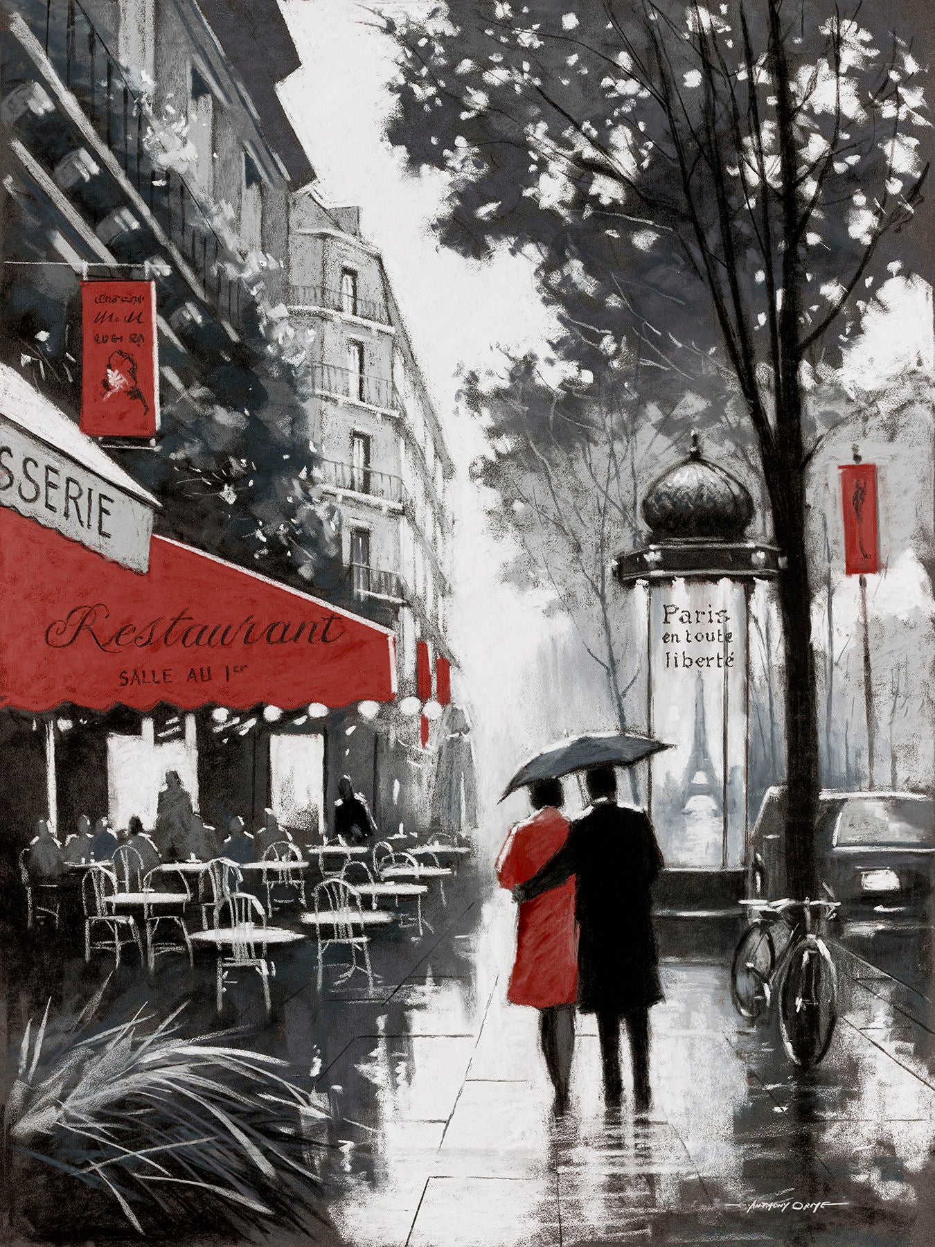 Framed Small - Rainy Paris II By A. Orme - Dark Gray