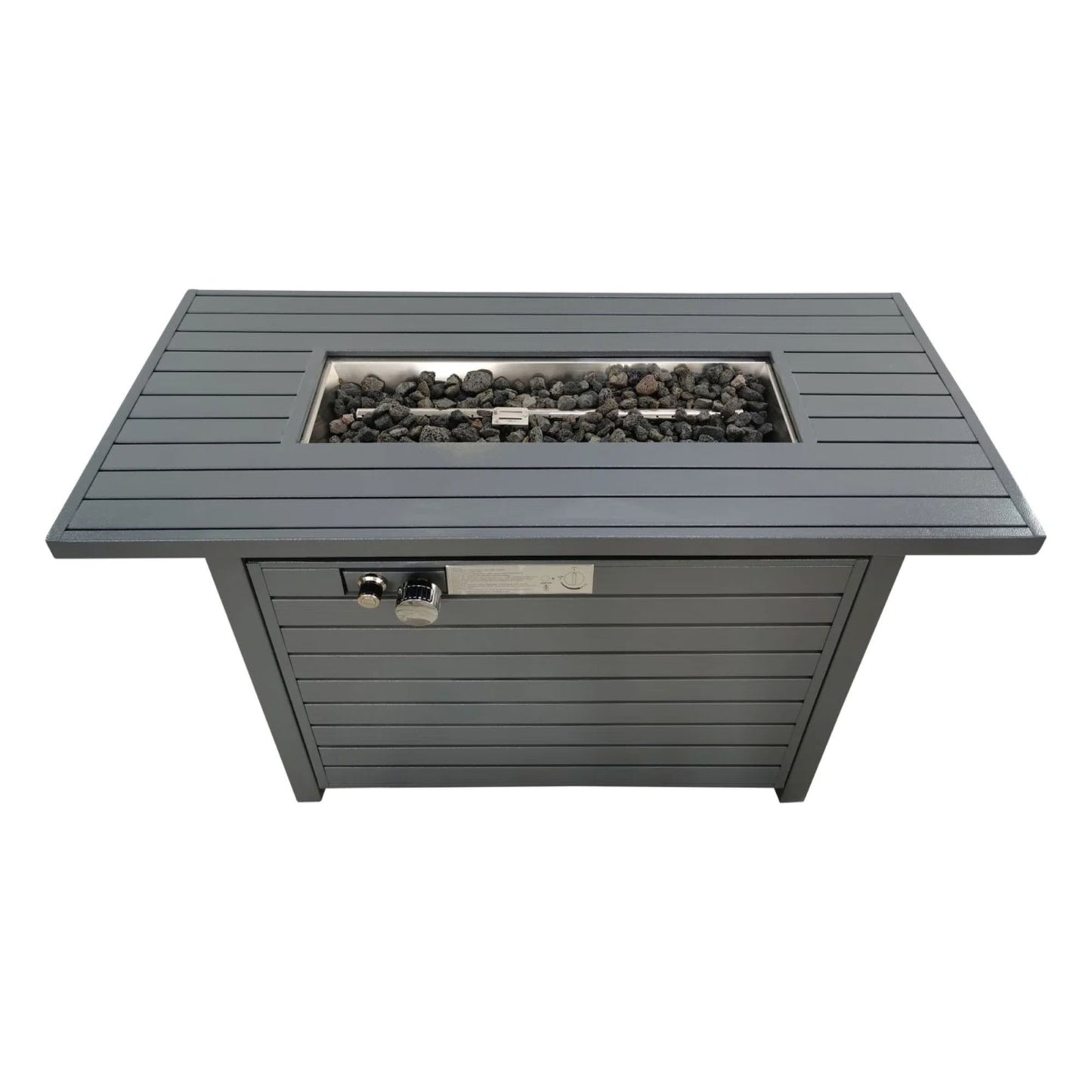 Propane Outdoor Fire Pit Table With Lid High-Quality Materials - Gray LSI Patio Furniture