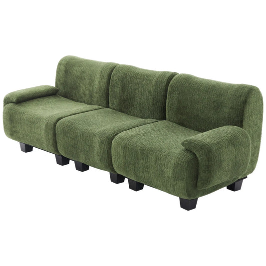 3 Seater Sofa Couch With Curved Armrests Noble House