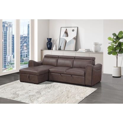 Bruno - Pull Out Complete Sofa Bed With Storage Chaise - Brown Global Furniture USA