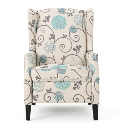 Westeros Wing Back Fabric Upholstered Recliner Noble House