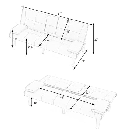 Sofa Bed With Foldable Design And Cup Holder Home Essentials
