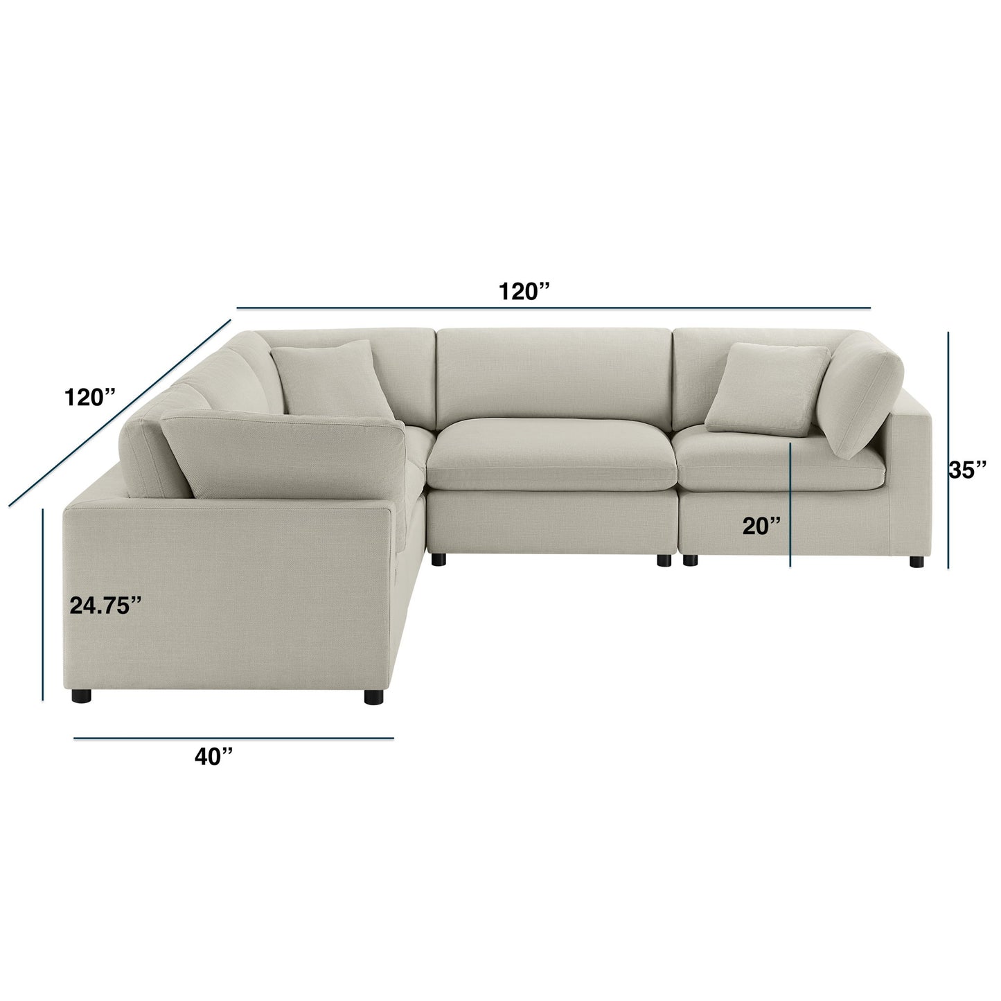 Cassandra - Modular 5 Piece Sectional Home Essentials