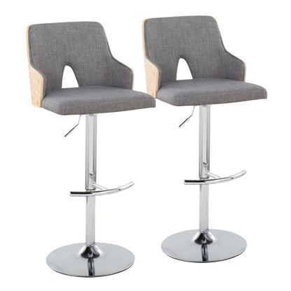 Stella - Contemporary Adjustable Barstool Stool With Swivel & Rounded T Footrest (Set of 2) Lumi Source