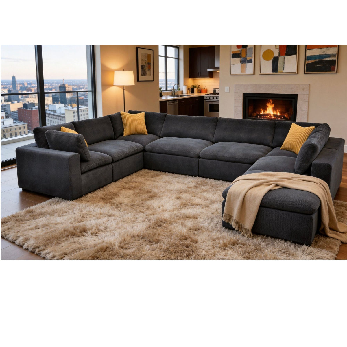 Custom Configuration Modular Sectional With Toss Pillows Home Essentials