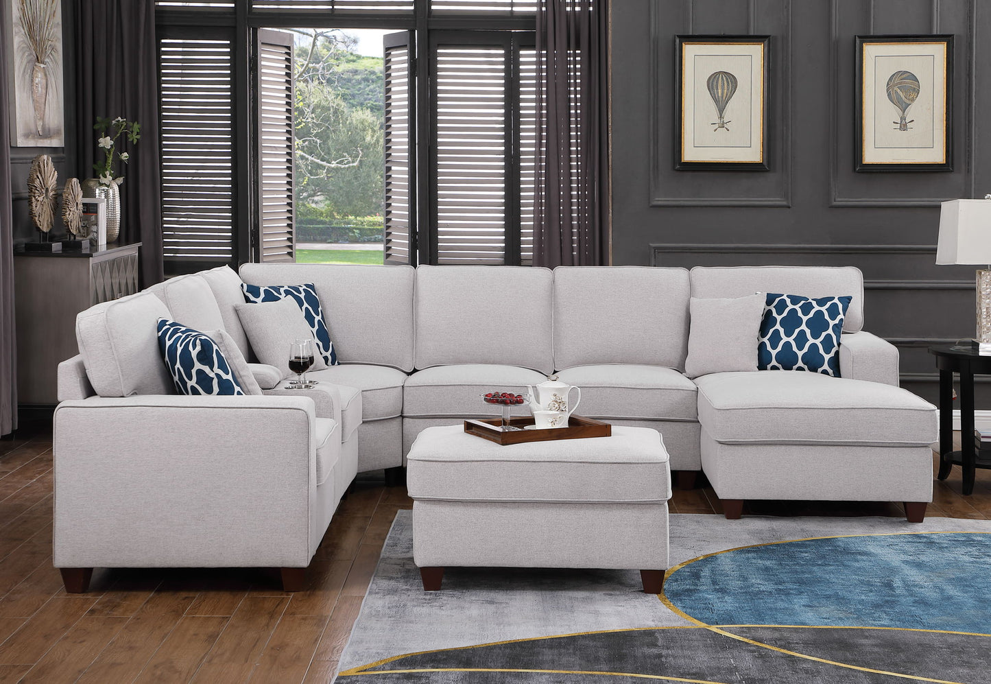 Tina - 8 Piece Upholstered Sectional With Ottoman Urban Retreats