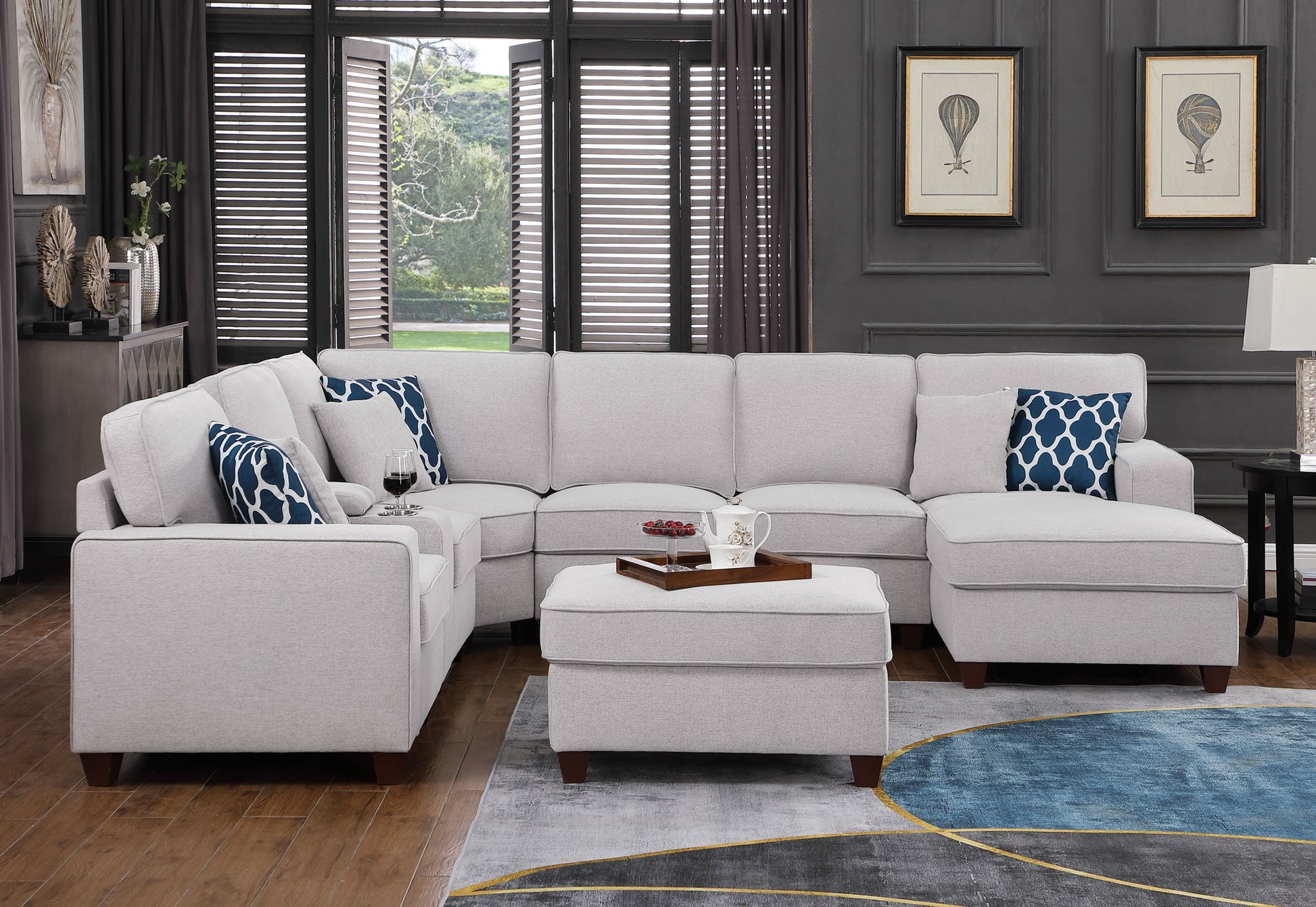 Tina - 8 Piece Upholstered Sectional With Ottoman Urban Retreats