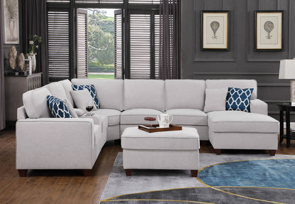 Tina - 8 Piece Upholstered Sectional With Ottoman Urban Retreats