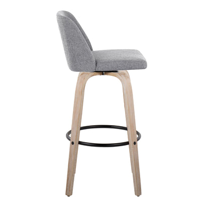 Toriano - Mid-Century Modern Fixed Height BarStool With Round Footrest (Set of 2) Lumi Source