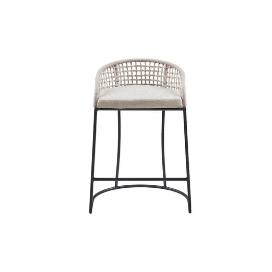 Coastal Woven Counter Stool With Upholstered Seat JLA