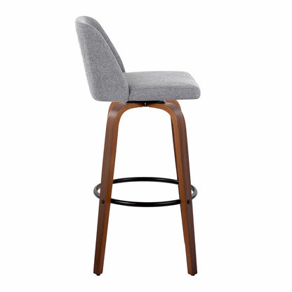 Toriano - Mid Century Modern Fixed Height Barstool Swivel And Round Footrest (Set of 2) Lumi Source