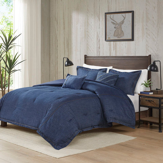 Perry - Queen Oversized Denim Comforter Set - Blue Woolrich