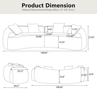 Curved Compressed Sofa, Nordic-Style Design For Living Room Home Essentials