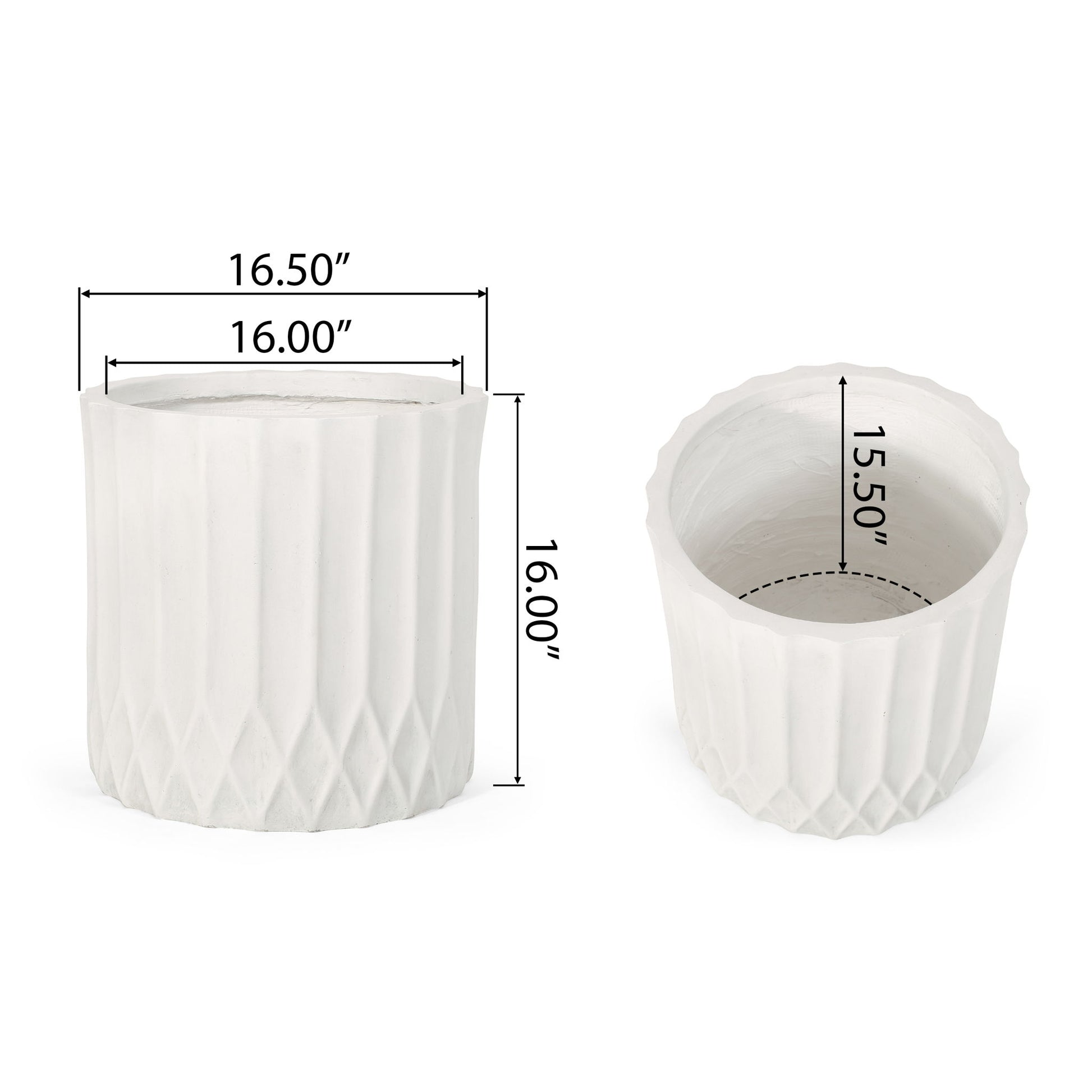 Planter With Subtle Pleated Design - Antique White Noble House