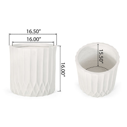 Planter With Subtle Pleated Design - Antique White Noble House