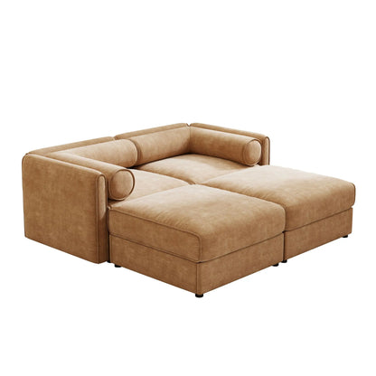 Contemporary Elegant White Chenille Sofa With Storage And Ottoman Home Essentials