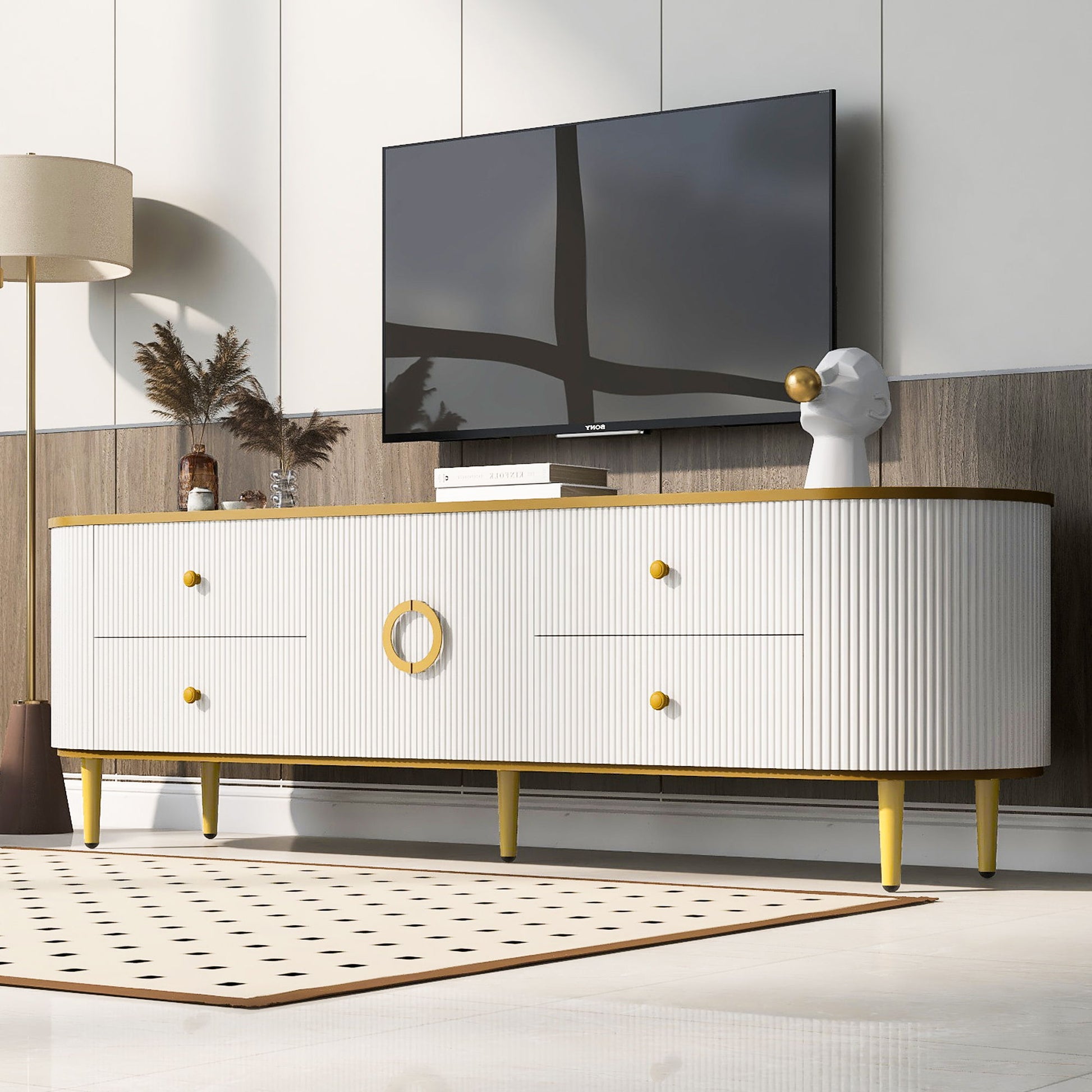 Modern TV Stand With 4 Drawers And 1 Cabinet Hearth and Haven