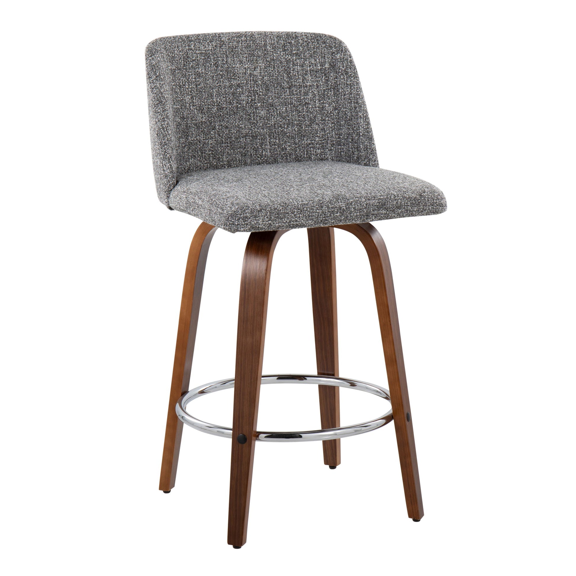 Toriano - Mid-Century Modern Fixed Height Counter Stool With Round Footrest (Set of 2) Lumi Source