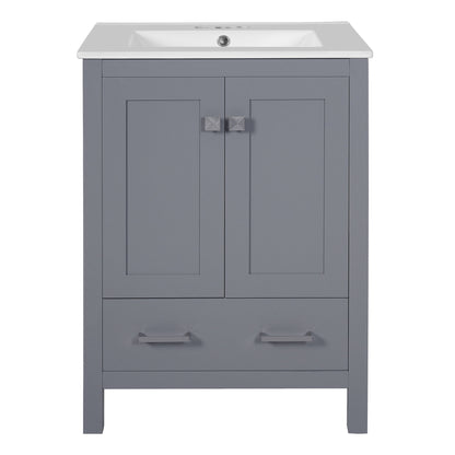 Bathroom Vanity With Integrated Undermount Ceramic Sink, 2 Doors And 1 Drawer, Soft Close Hinges Hearth and Haven