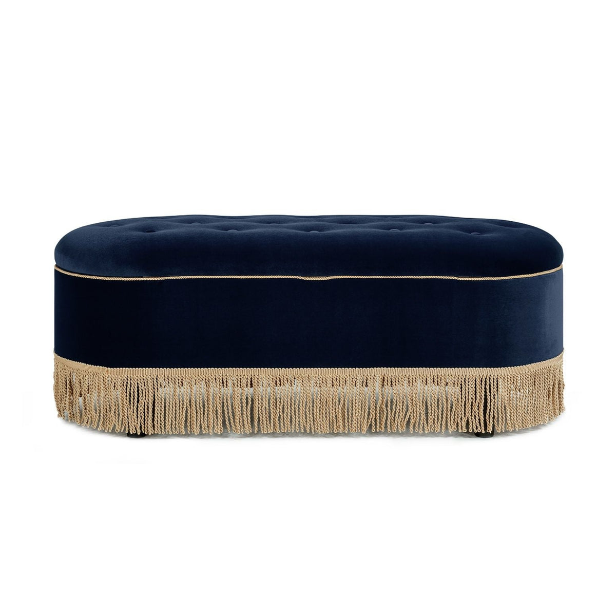 Melinda - Oval Tufted Bullion Fringe Storage Bench Jennifer Taylor Home