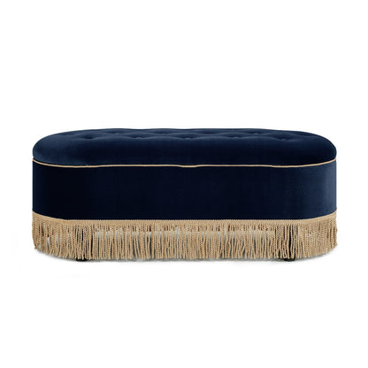 Melinda - Oval Tufted Bullion Fringe Storage Bench Jennifer Taylor Home