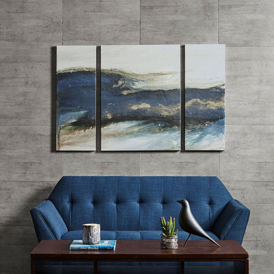 Rolling Waves Canvas (Set of 3) - Blue