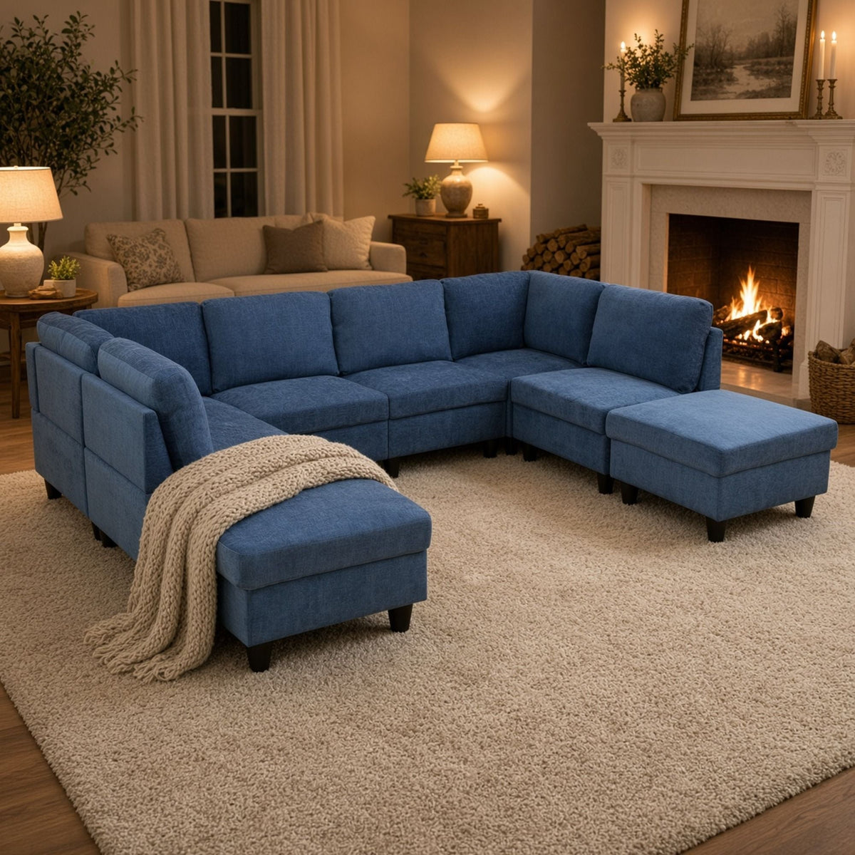 8 Piece Modular U - Shape Sectional Sofa Home Essentials