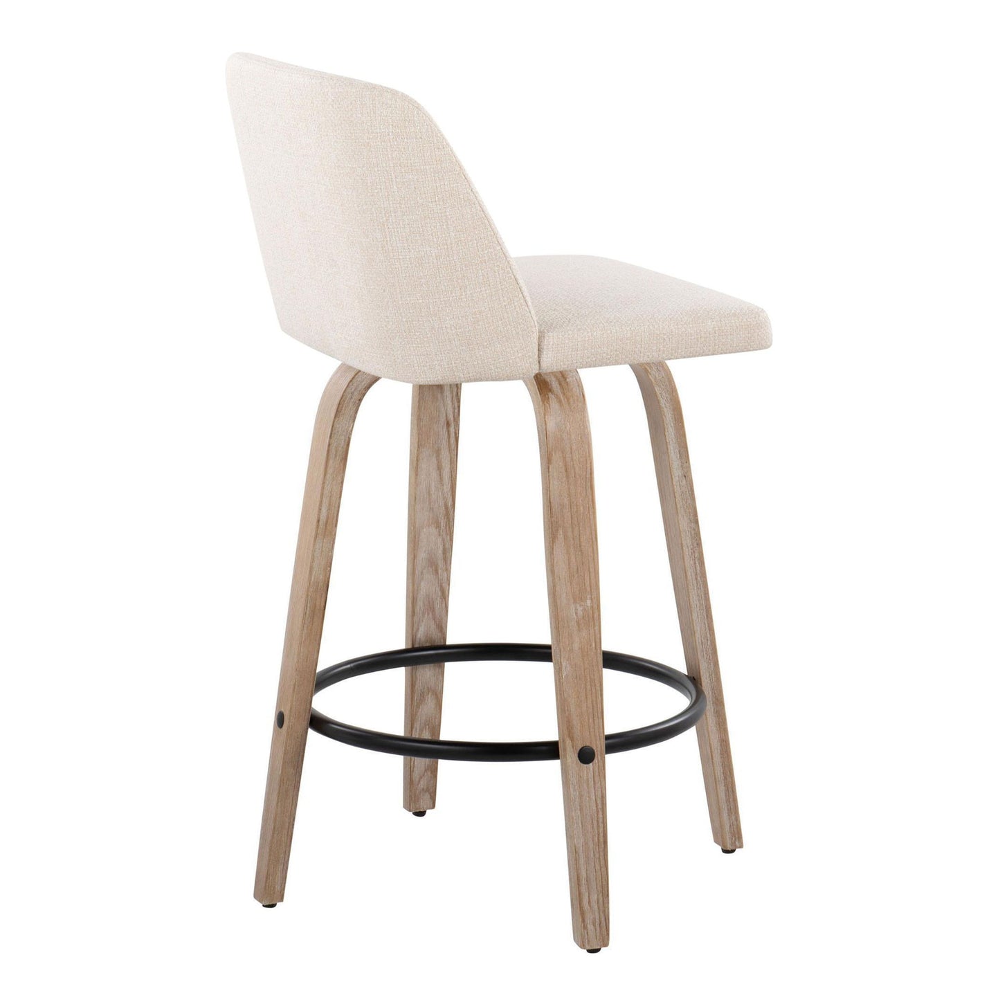 Toriano - Contemporary Fixed-Height Counter Stool & Swivel With Round Footrest (Set of 2) Lumi Source