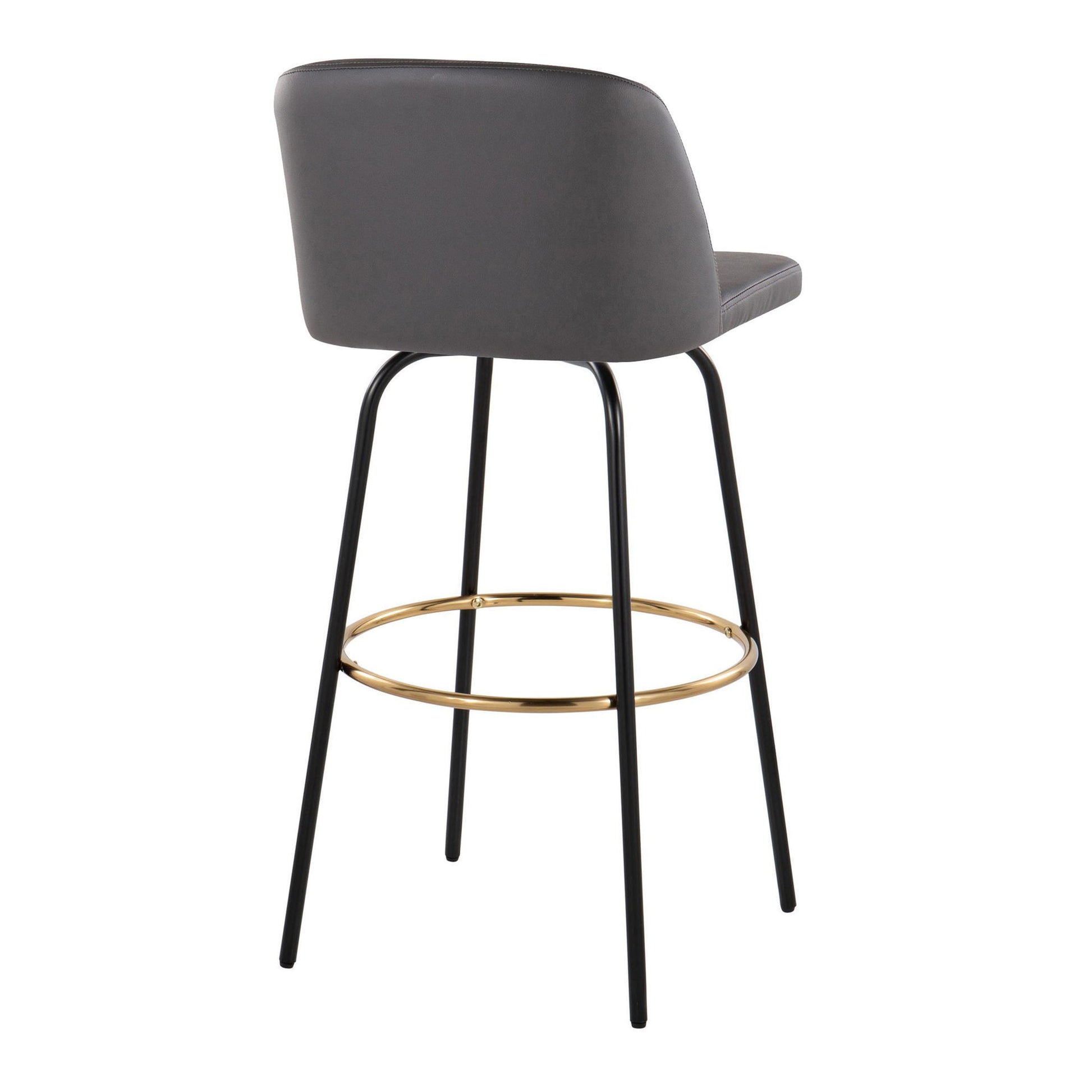 Toriano - Contemporary Fixed Height, Barstool With Swivel & Round Footrest (Set of 2) Lumi Source