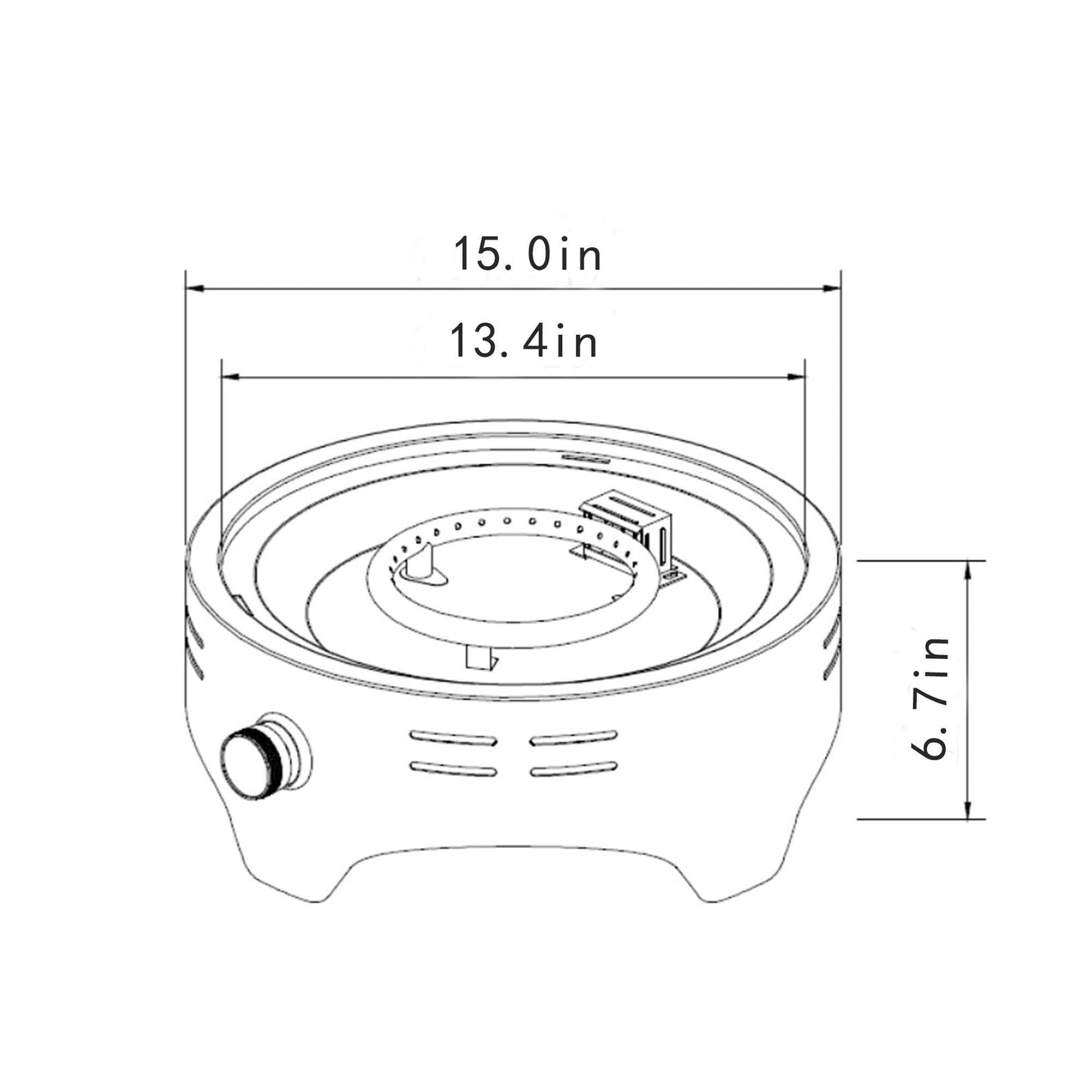 15" Propane Tabletop Gas Fire, 40000 Btu Round Steel Fire Pit For Outdoor Living Room Garden Balcony - Black Home Essentials