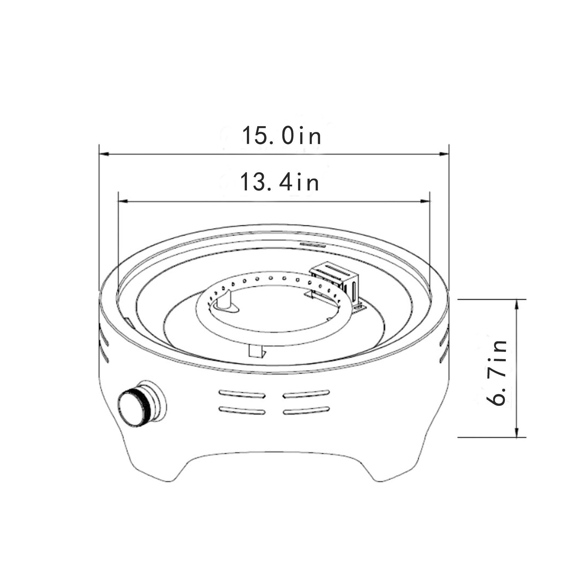 15" Propane Tabletop Gas Fire, 40000 Btu Round Steel Fire Pit For Outdoor Living Room Garden Balcony - Black Home Essentials