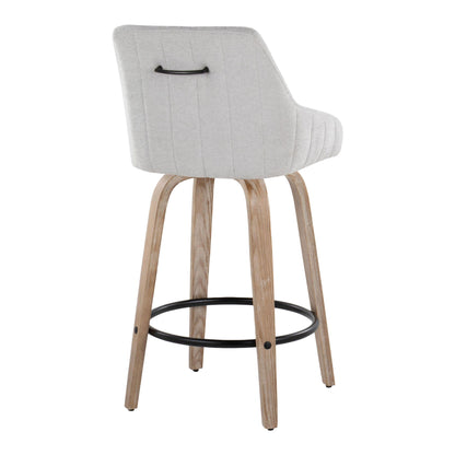 Hannah - Transitional Fixed Height Counter Stool With Swivel With Round Footrest (Set of 2) Lumi Source
