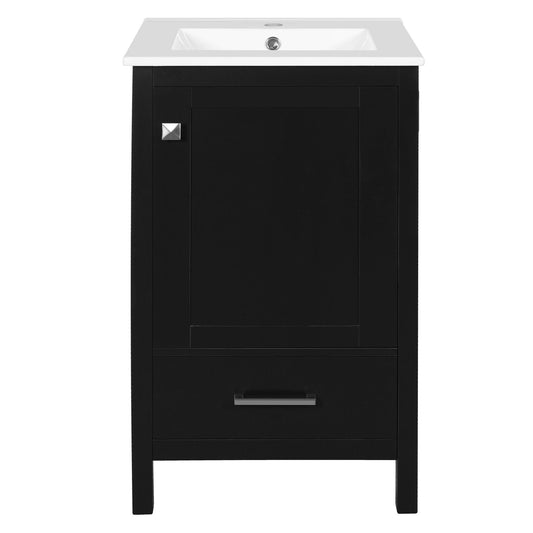 Bathroom Vanity With Ceramic Sink, Soft Close Drawers, Door Organizer, Divider Drawer, Adjustable Foot Pads Hearth and Haven