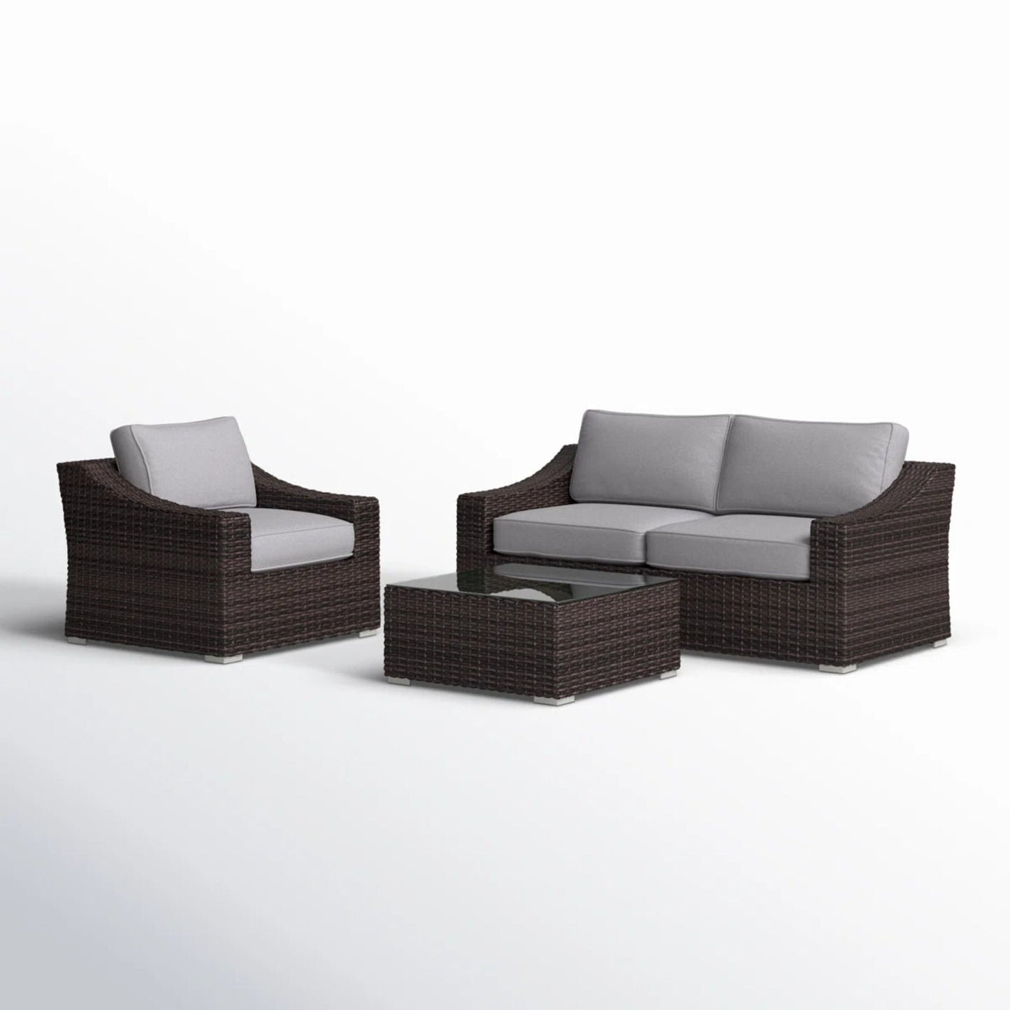 Outdoor Wicker Conversation Set With Cushions, All Weather LSI Patio Furniture