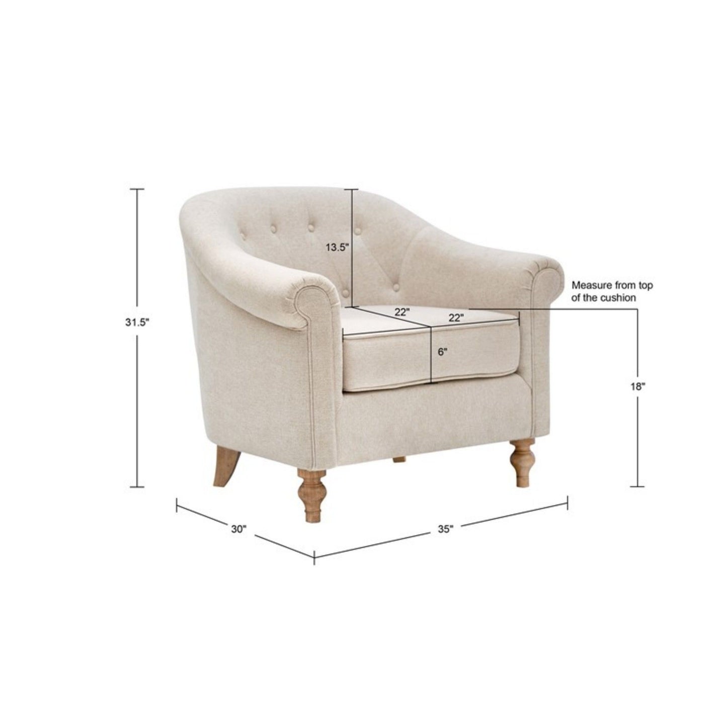 Fayette - Tufted Accent Arm Chair - Cream JLA