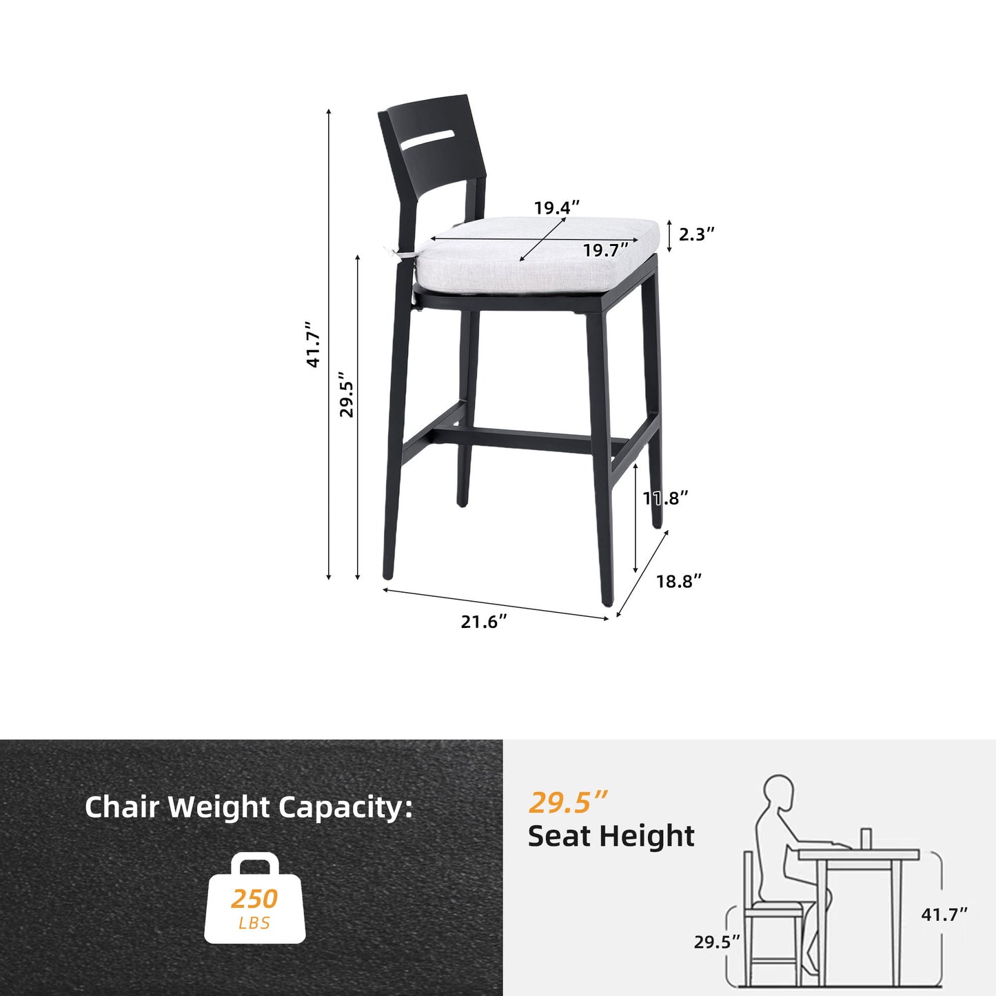Modern Outdoor Bar Stools With Backrest And Footrest (Set of 2) Life Outside
