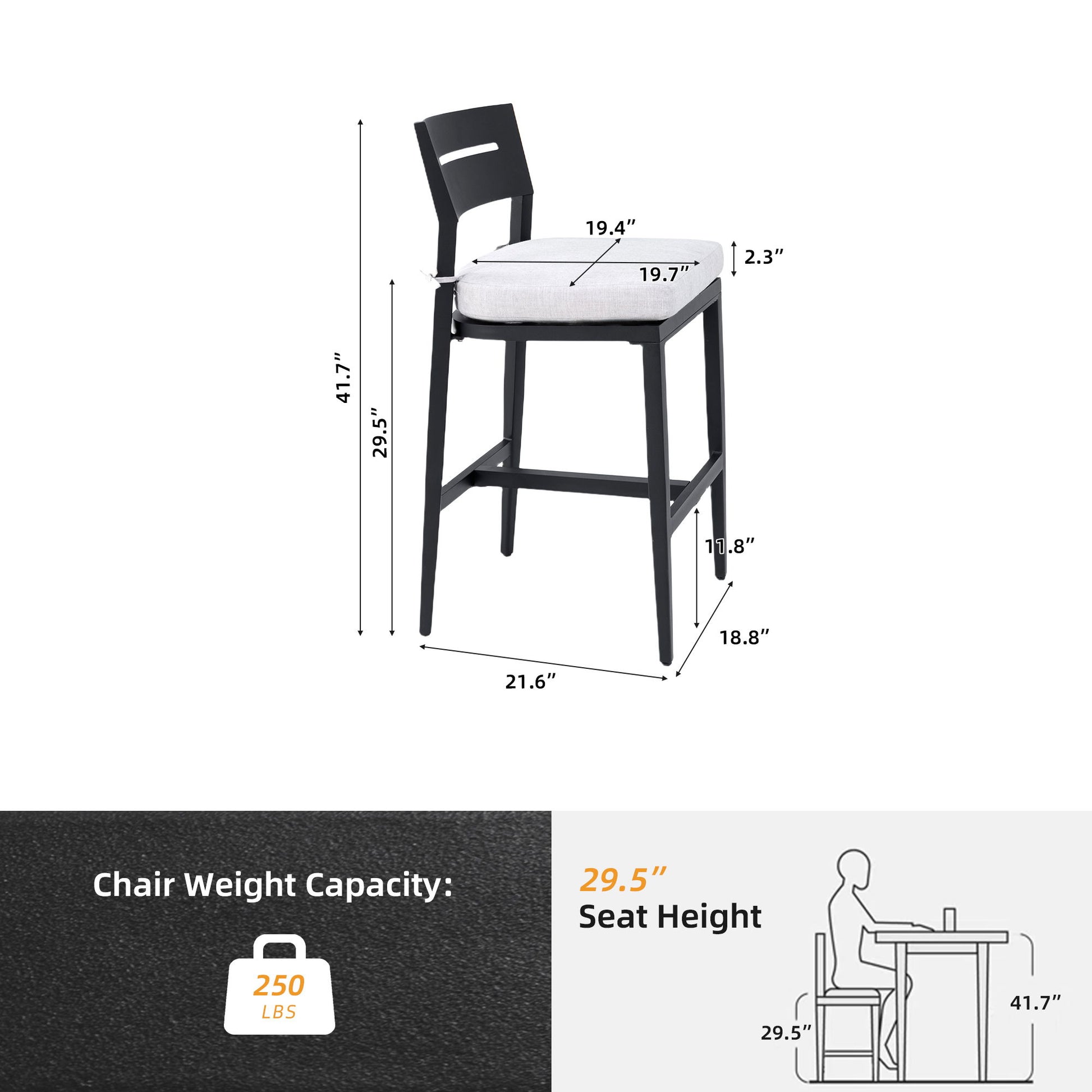 Modern Outdoor Bar Stools With Backrest And Footrest (Set of 2) Life Outside