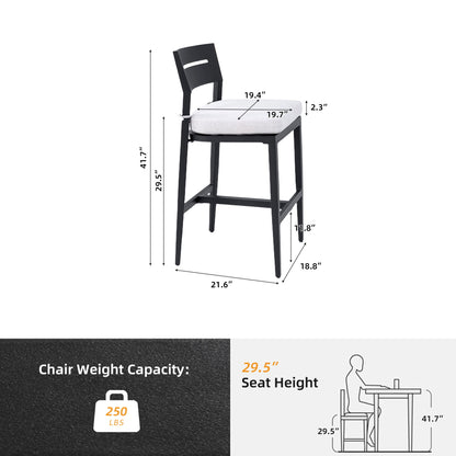 Modern Outdoor Bar Stools With Backrest And Footrest (Set of 2) Life Outside