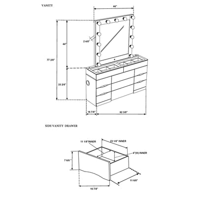 Elisa - Vanity Set With Stool And LED Bulbs Global Furniture USA