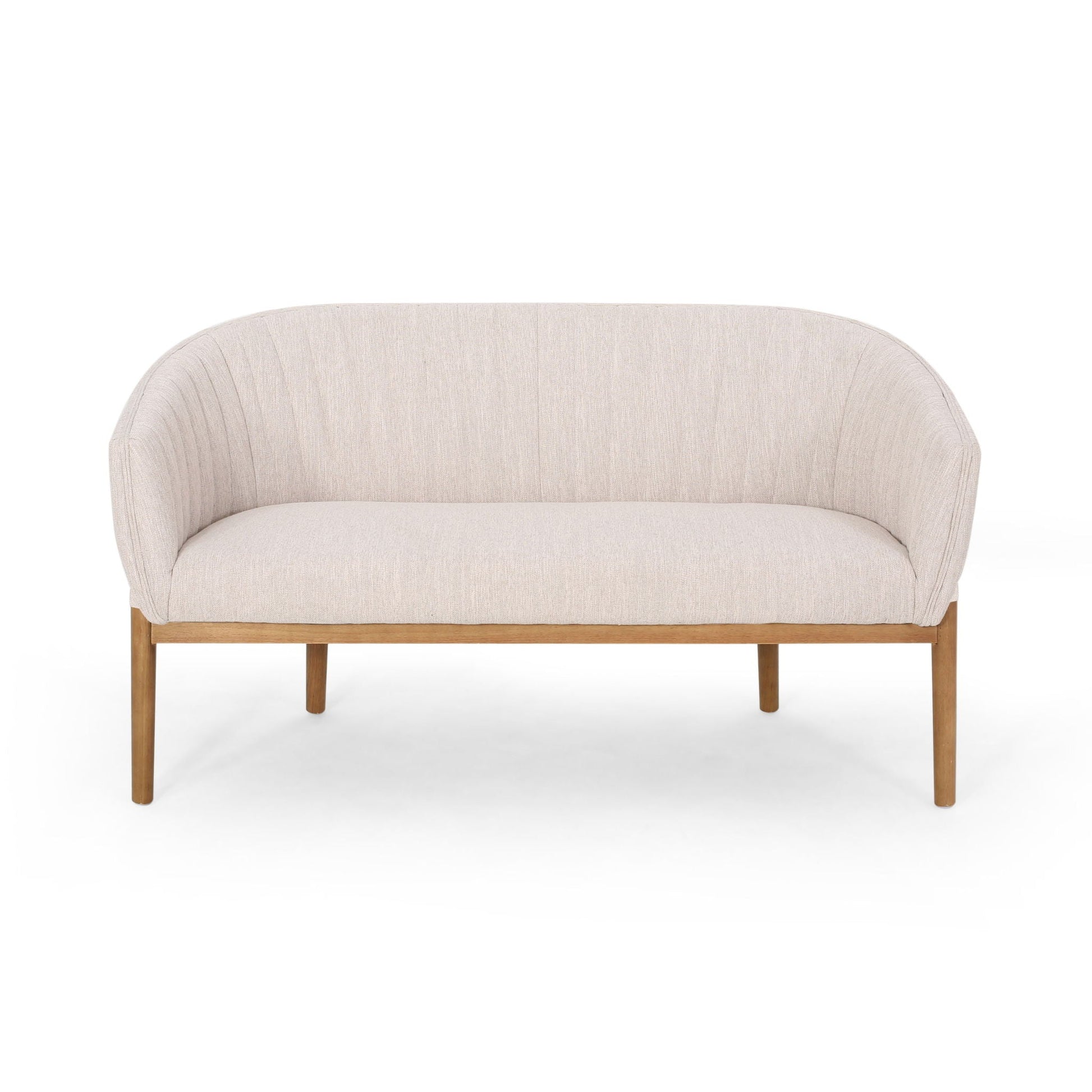 Mid Century Modern Loveseat With Channel Stitched Backrest Noble House