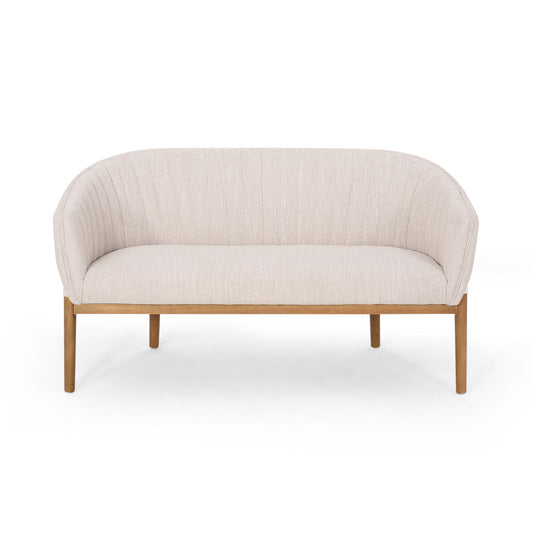Mid Century Modern Loveseat With Channel Stitched Backrest Noble House