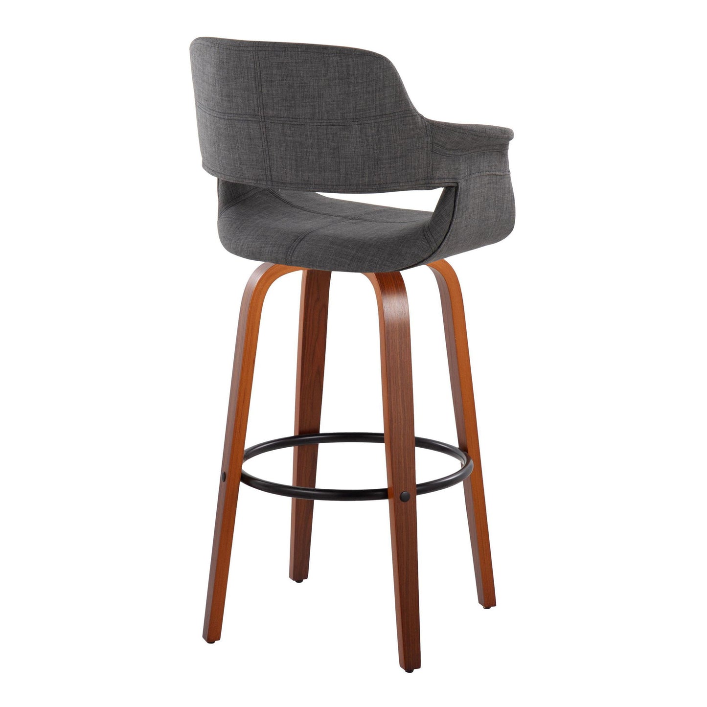 Vintage Flair - Mid Century Modern Fixed Height Barstool With Swivel With Round Footrest (Set of 2) Lumi Source