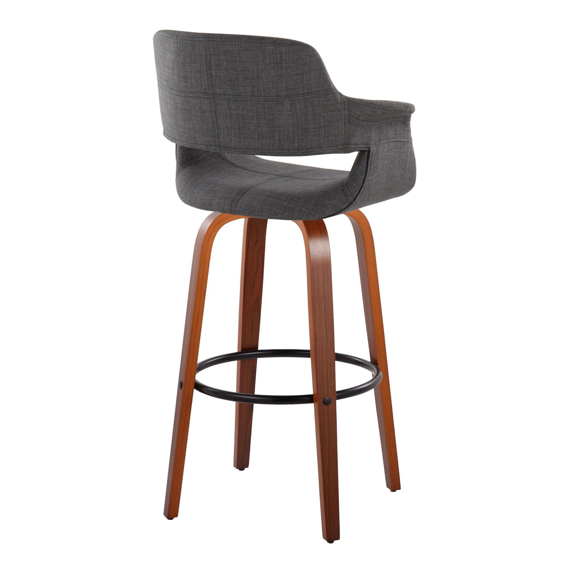 Vintage Flair - Mid Century Modern Fixed Height Barstool With Swivel With Round Footrest (Set of 2) Lumi Source