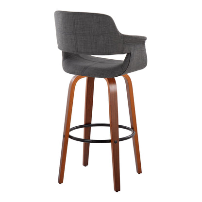 Vintage Flair - Mid Century Modern Fixed Height Barstool With Swivel With Round Footrest (Set of 2) Lumi Source