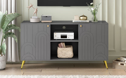 Modern TV Stand With Adjustable Shelf, Handles And Anti-Tip Device Hearth and Haven