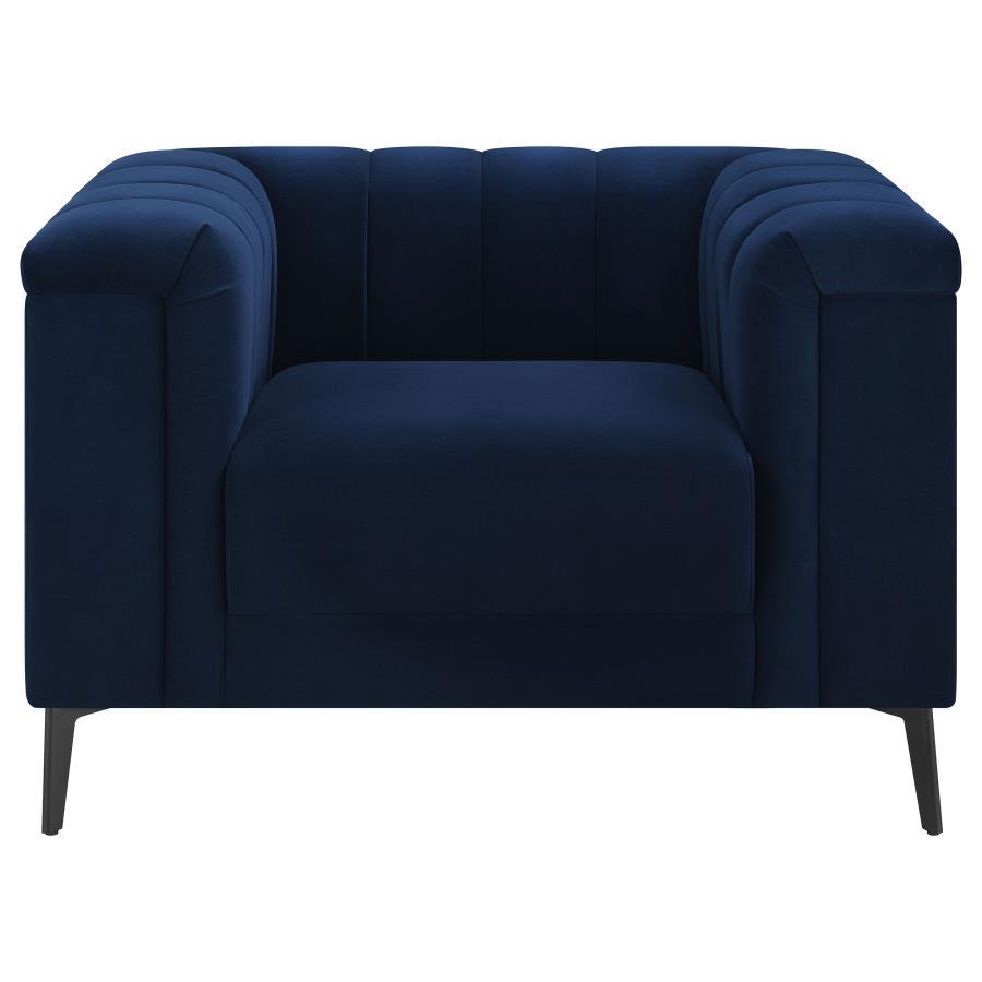 Chalet - Upholstered Tuxedo Arm Tufted Chair - Blue CoasterEssence