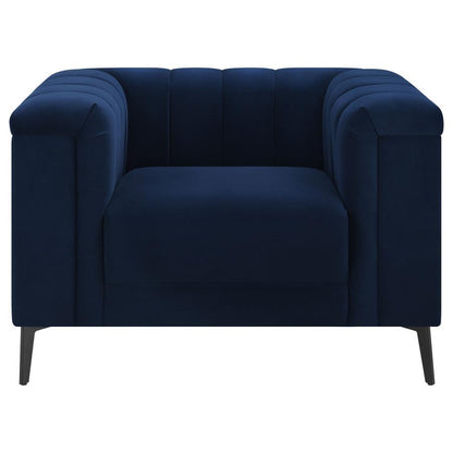 Chalet - Upholstered Tuxedo Arm Tufted Chair - Blue CoasterEssence