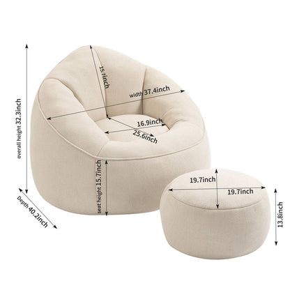 Bedding Bean Bag Sofa Chair High Pressure Foam With Footrest Home Essentials