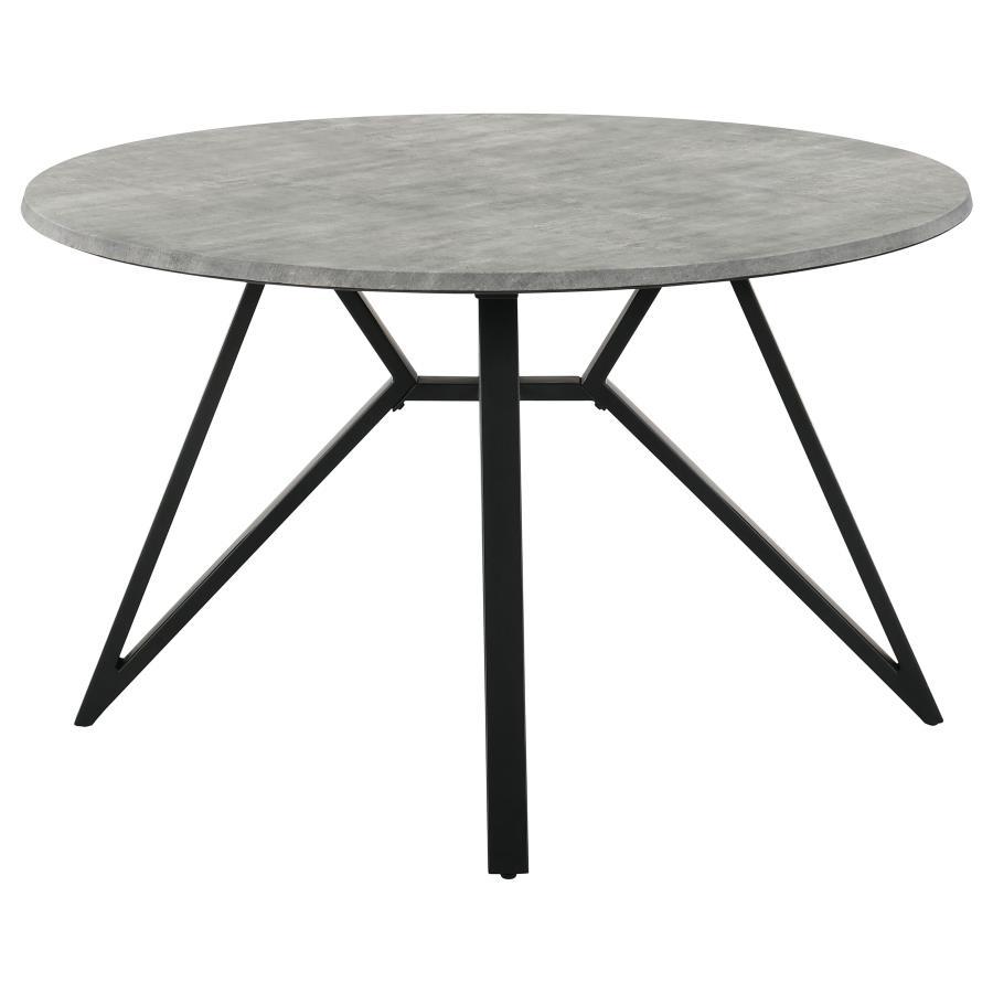 Neil - 5 Piece Round Dining Table Set Concrete - Gunmetal